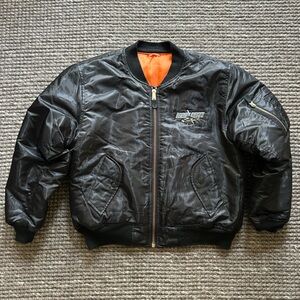 Vintage Reversible Black & Orange MA-1 Bomber Jacket w/ “Blackhawk” Patch